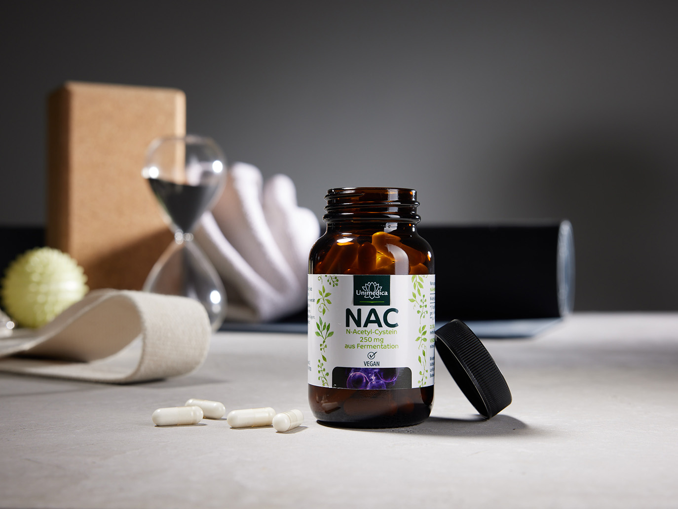 NAC - N-Acetyl-Cystein aus natürlicher Fermentation - 250 mg pro Tagesdosis (1 Kapsel) - 90 Kapseln - von Unimedica